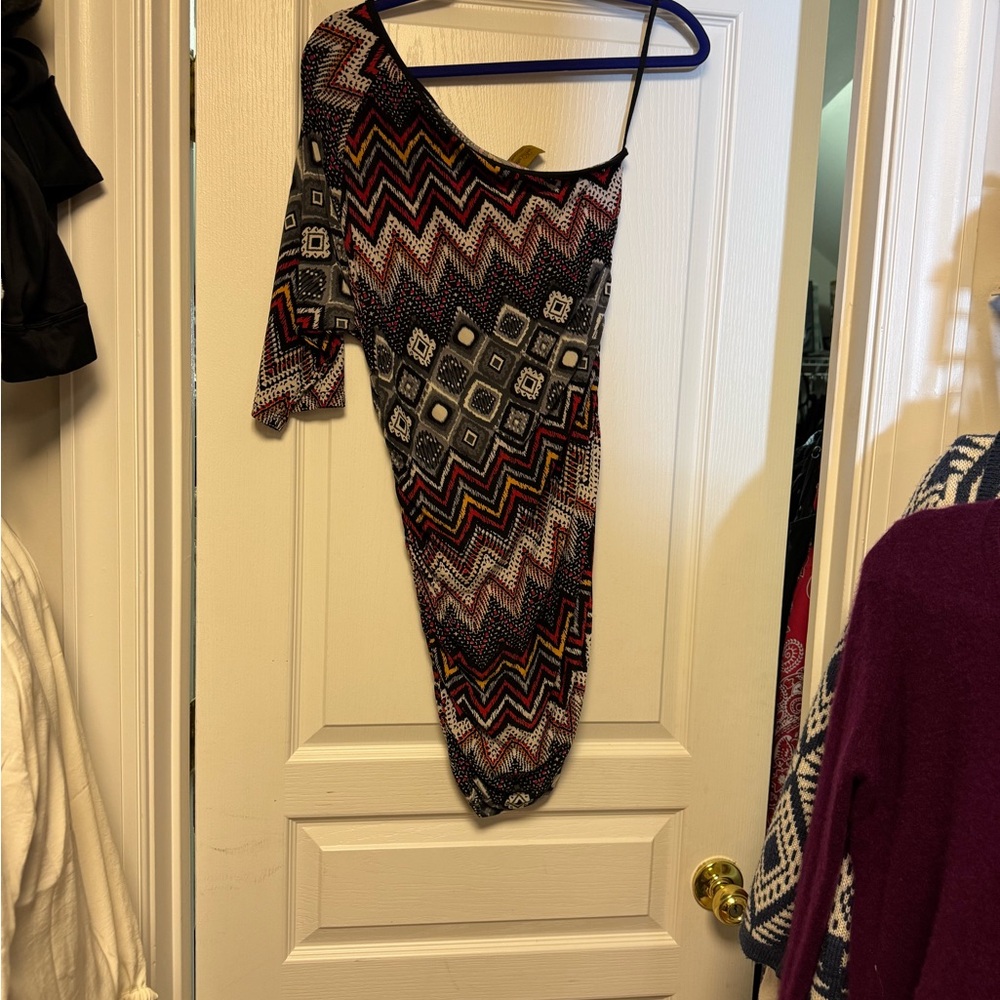 One-Shoulder Geometric Dress
